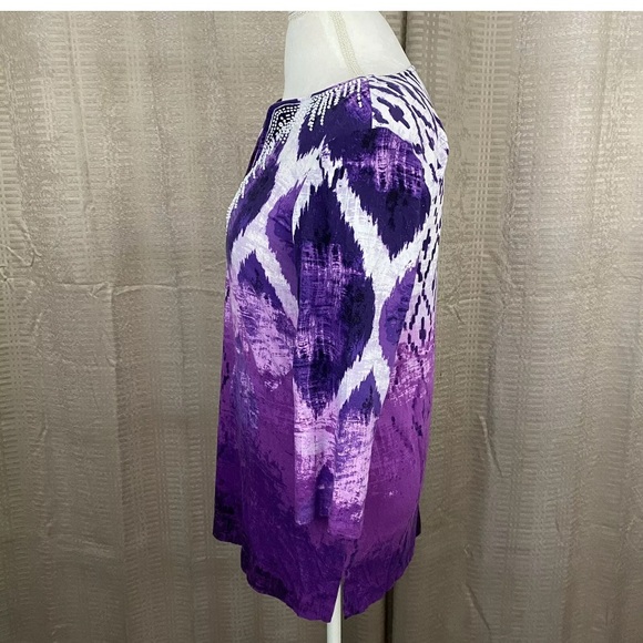 Chico's Sequin Bead Embellished Boho Tye Dye IKAt Tunic - Picture 7 of 10